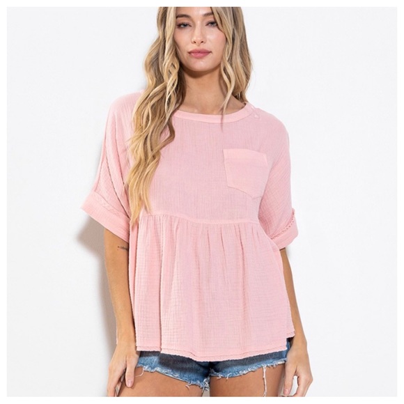 36 Boho Oversized Gauze Short Sleeve Top - Picture 2 of 5